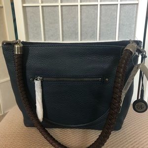 Navy Leather Handbag The Sak